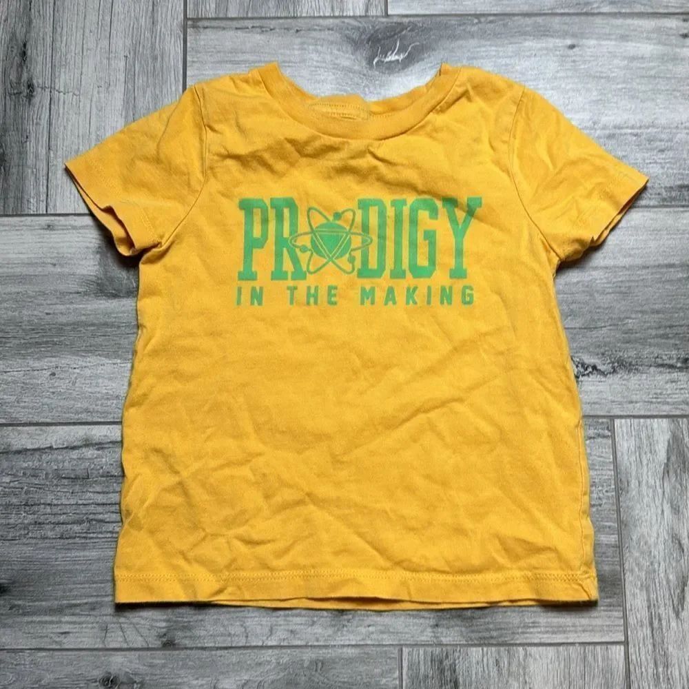 Peek Little Kids Prodigy In The Making Short Sleeve T-Shirt Yellow Size 2T